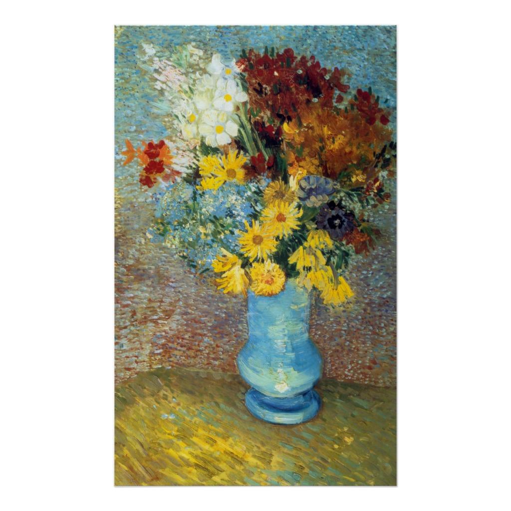Foto Flores en el florero azul, Van Gogh Poster