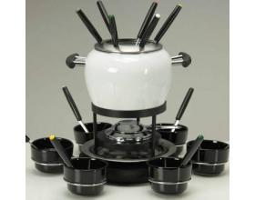 Foto fondue de metal blanca