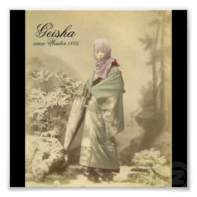 Foto Foto vieja del geisha circa el invierno 1885 Poster