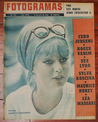 Foto Fotogramas 764 1963 Anneette Stroyberg Sue Lyon Lea Massari Roger Vadim Revista