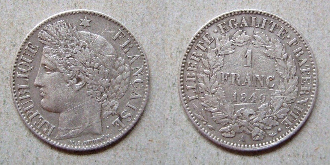 Foto France 1 franc 1849 Paris
