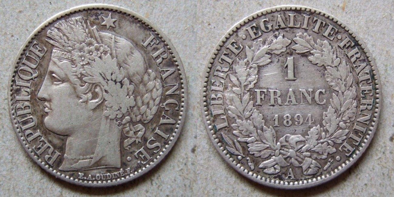 Foto France 1 franc 1894 Paris