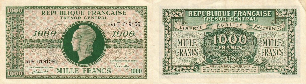 Foto France 1000 francs 1945
