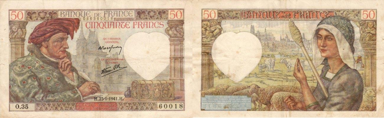 Foto France 50 francs 1941-01-23