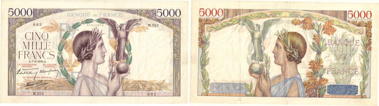 Foto France 5,000 francs 7 9 1939