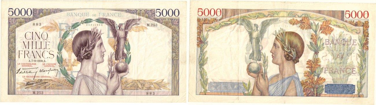 Foto France 5,000 francs 7 9 1939