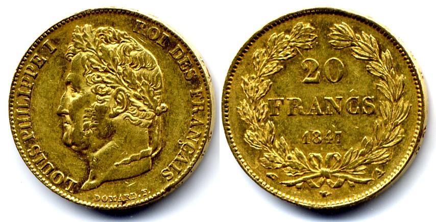Foto France / Frankreich 20 Francs 1847 A