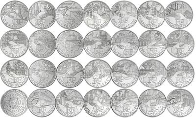 Foto Francia 2011: Serie Completa 27 Monedas 10 Euro Plata Las Regiones Francesas S/c