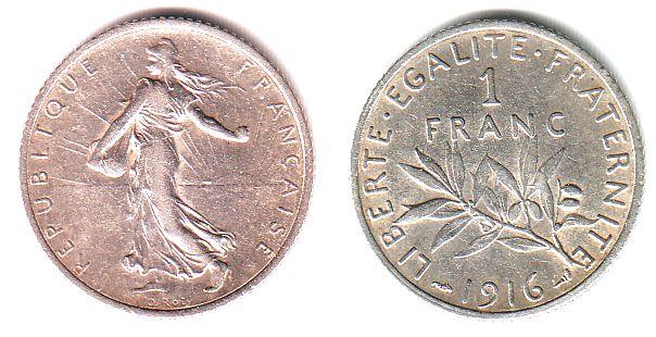 Foto Frankreich 1 Franc 1916