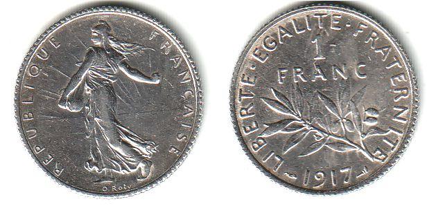 Foto Frankreich 1 Franc 1917