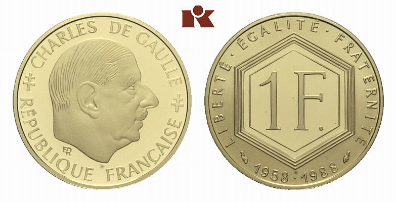 Foto Frankreich 1 Franc 1988