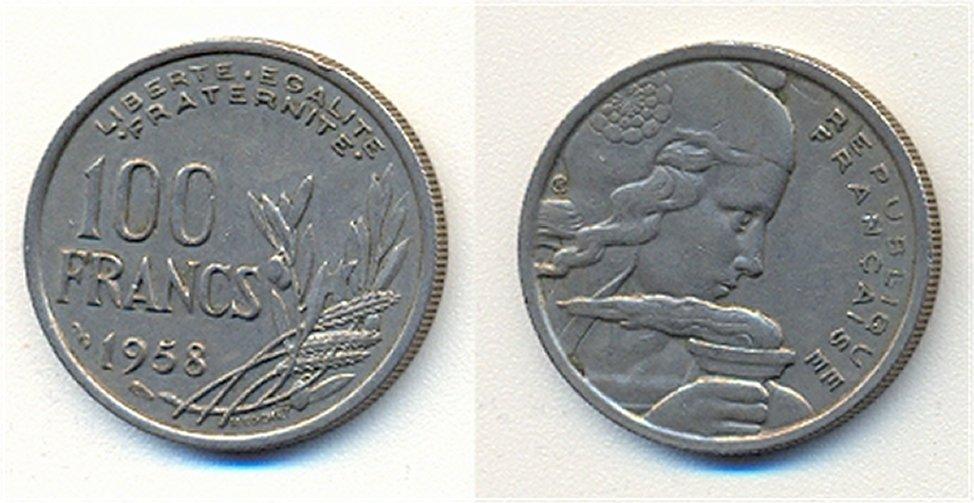 Foto Frankreich 100 Francs 1958 W