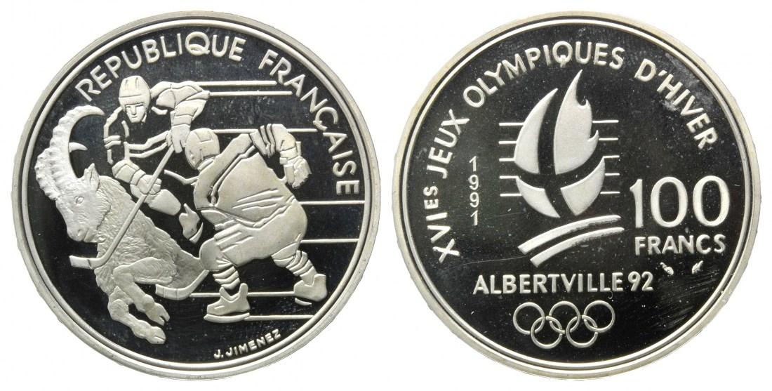 Foto Frankreich, 100 Francs, Olympische Winterspiele 1992,