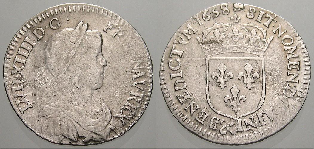 Foto Frankreich 1/12 Ecu a la meche longue 1658