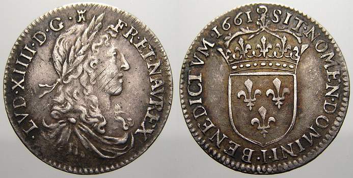 Foto Frankreich 1/12 Ecu au buste juvenile 1661 I