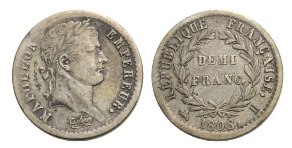 Foto Frankreich 1/2 Franc 1808 B
