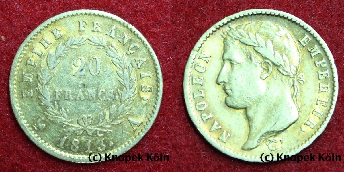 Foto Frankreich 20 Francs (Gold) 1813 A