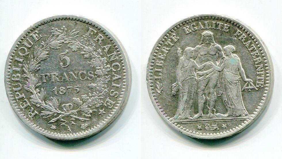 Foto Frankreich 5 Franc 1875