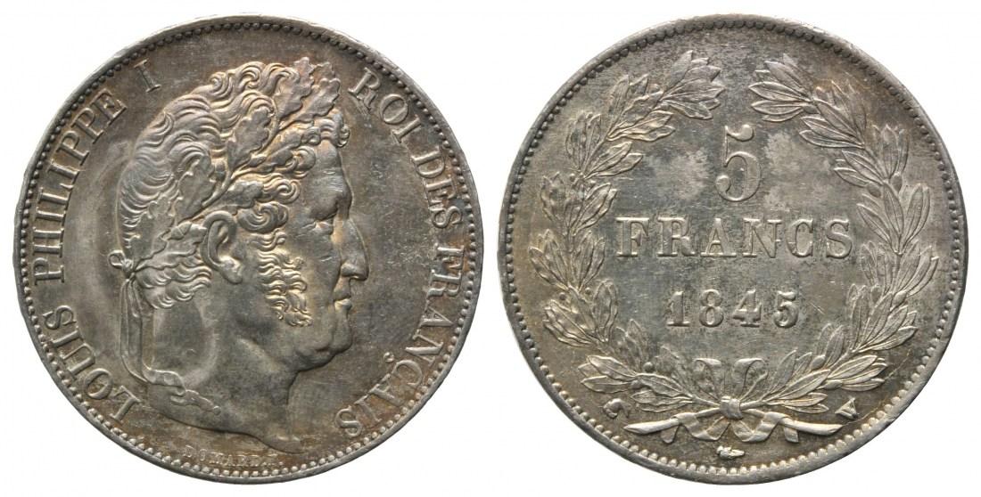 Foto Frankreich, 5 Francs 1845 W, Lille,