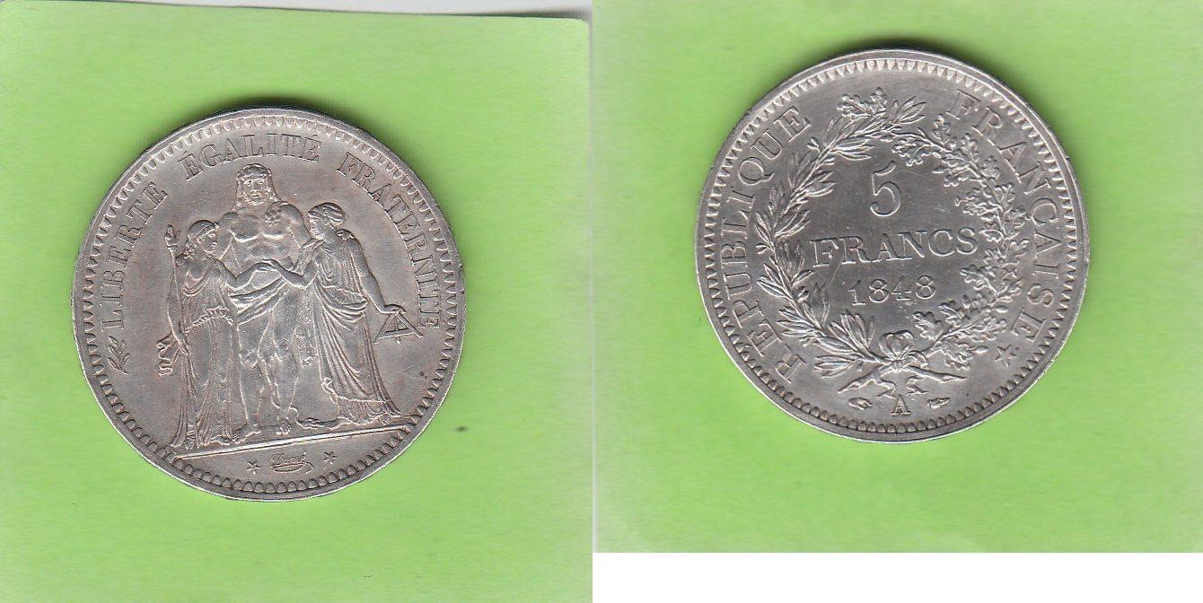 Foto Frankreich 5 Francs 1848 A