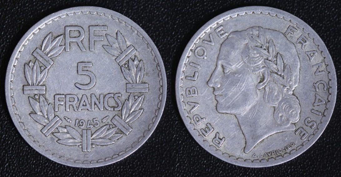 Foto Frankreich 5 Francs 1945 C