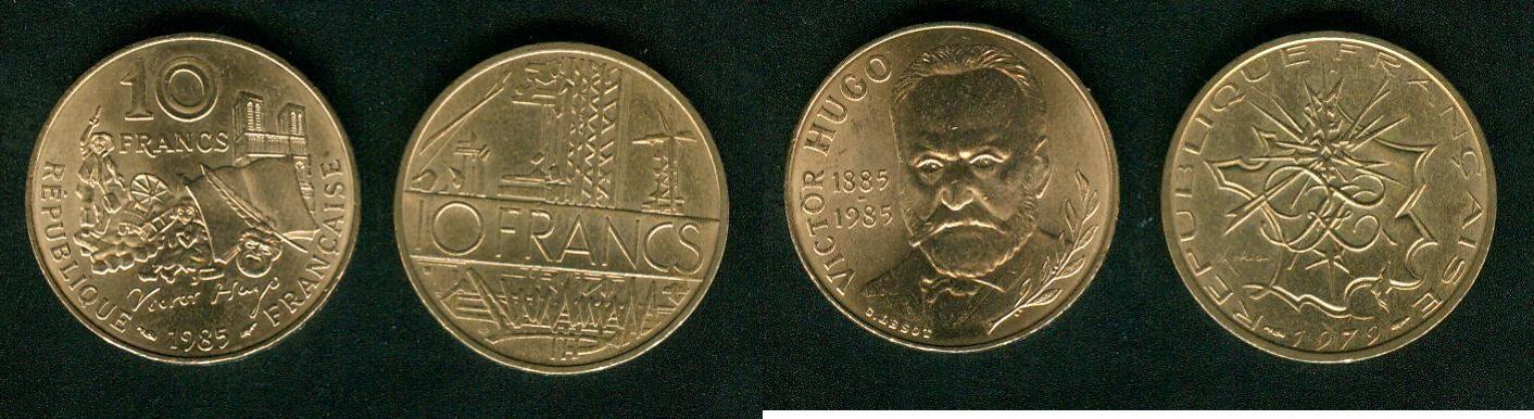 Foto Frankreich, 5 Republik 10 Francs (2 Stücke) 1979 1985