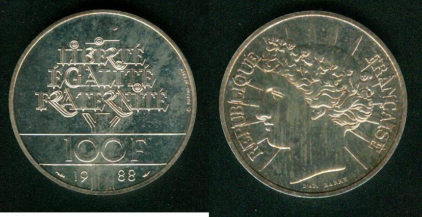 Foto Frankreich, 5 Republik 100 Francs 1988