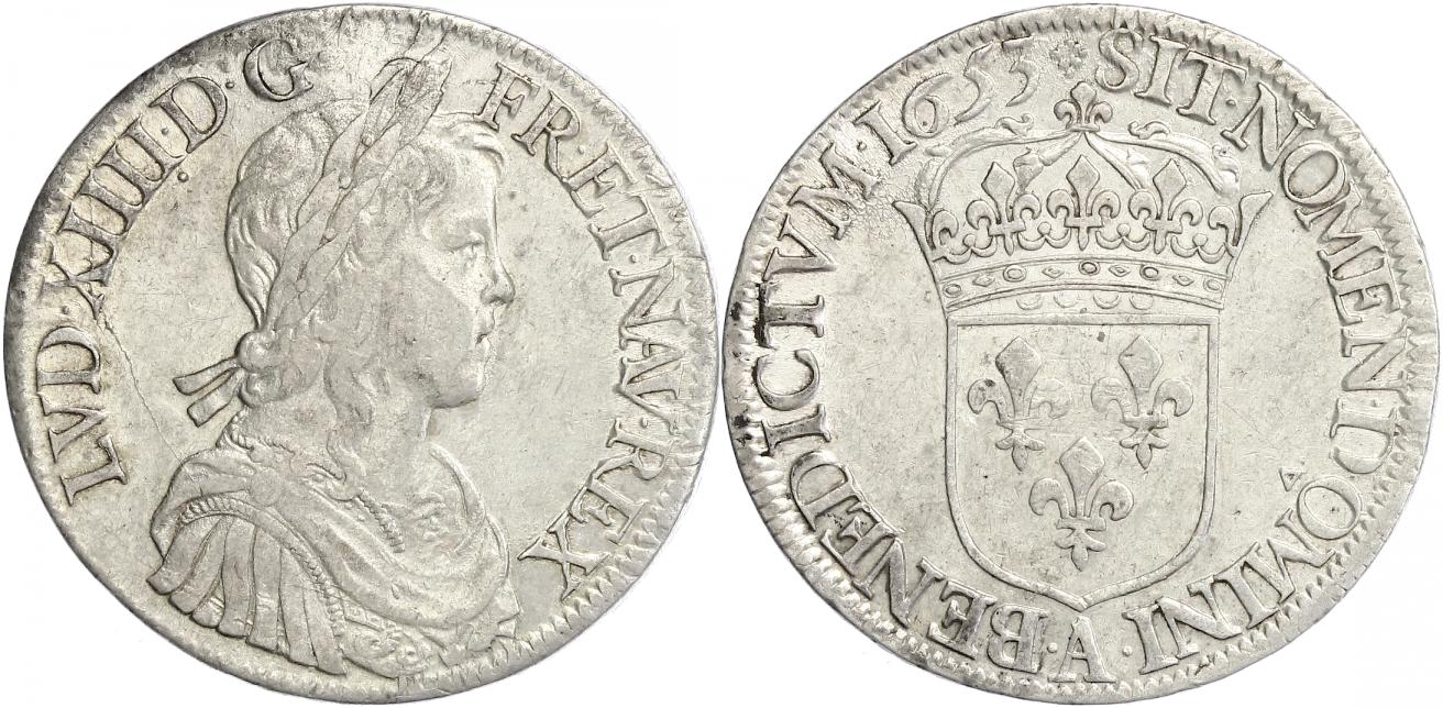 Foto Frankreich Ecu a la Meche Longue 1653 A
