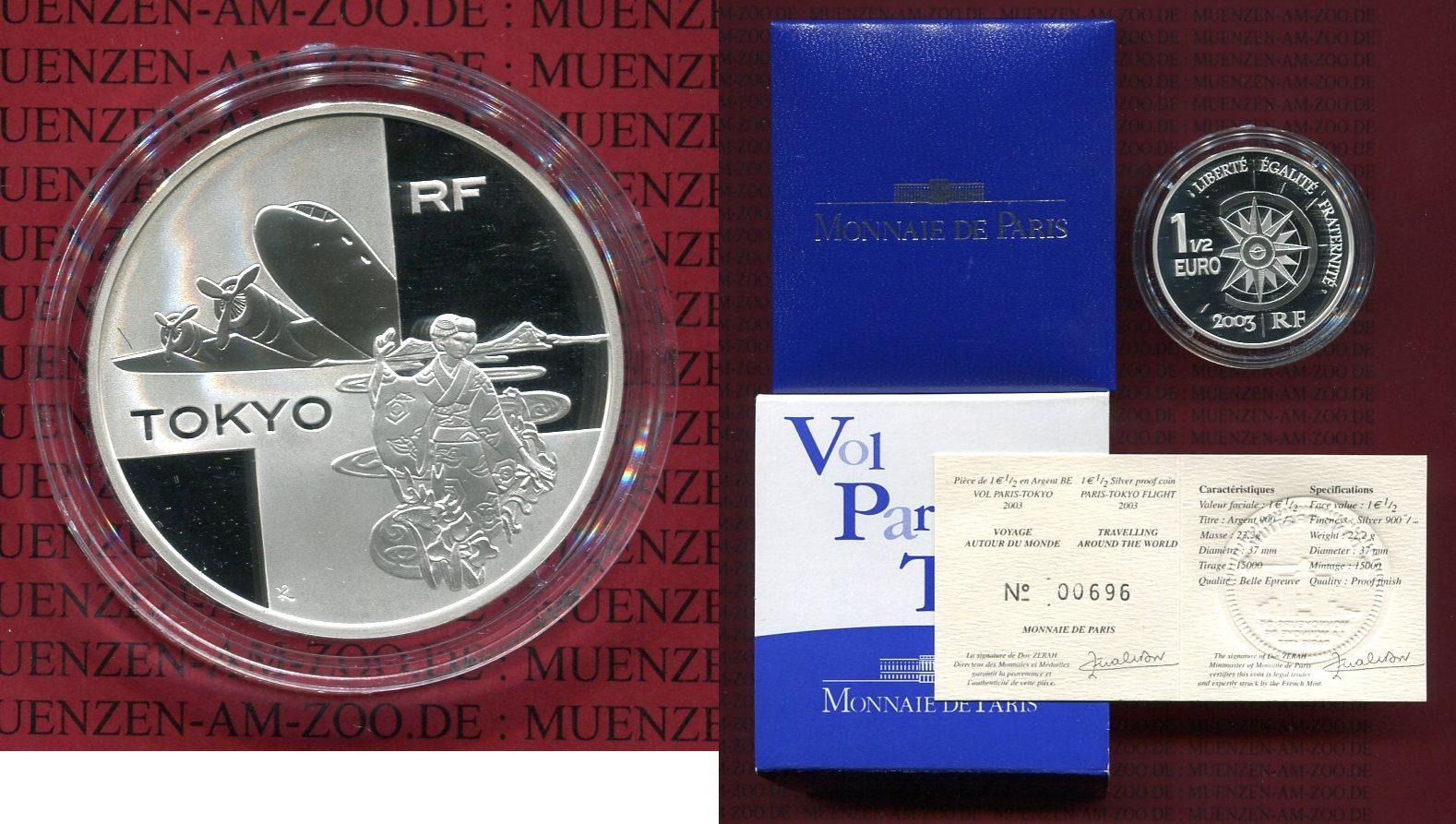 Foto Frankreich France 1 1/2 Euro Silbermünze, 1,5 Euro 2003