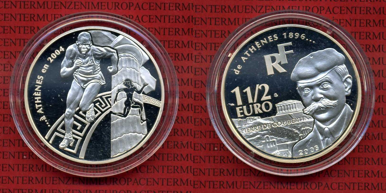 Foto Frankreich, France 1 1/2 Euro Silbermünze, 1,5 Euro 2003