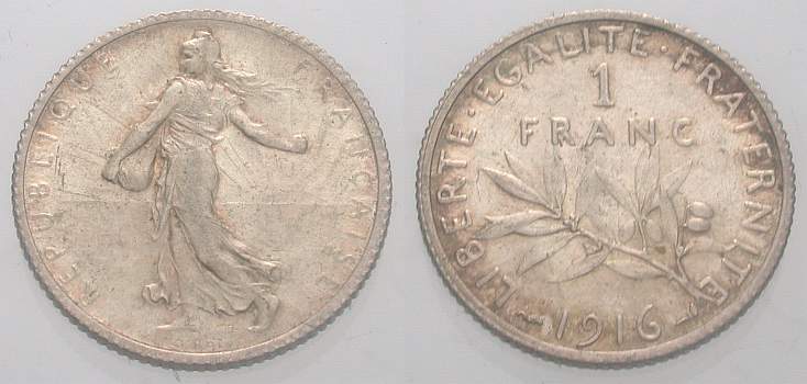 Foto Frankreich / France 1 Franc 1916