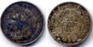 Foto Frankreich / France 20 centimes 1850 A