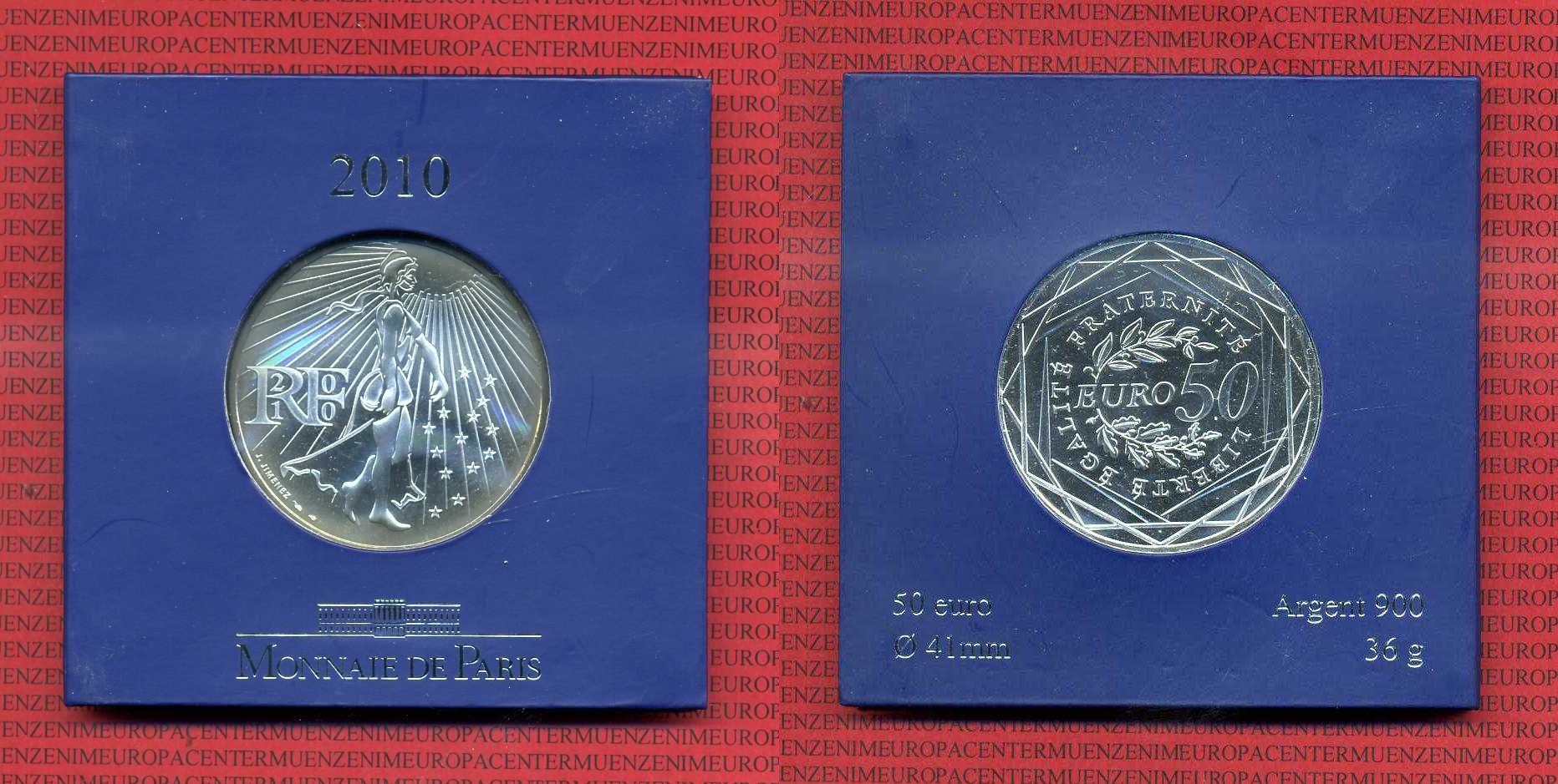 Foto Frankreich France 50 Euro Silbermünze 2010