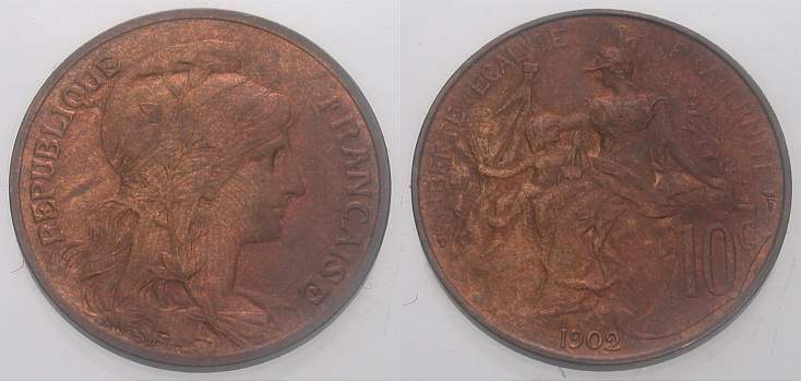 Foto Frankreich / France Kupfer 10 Centimes 1902