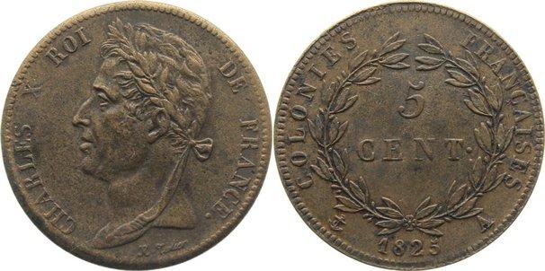 Foto Frankreich-Kolonien Cu 5 Centimes 1825 A