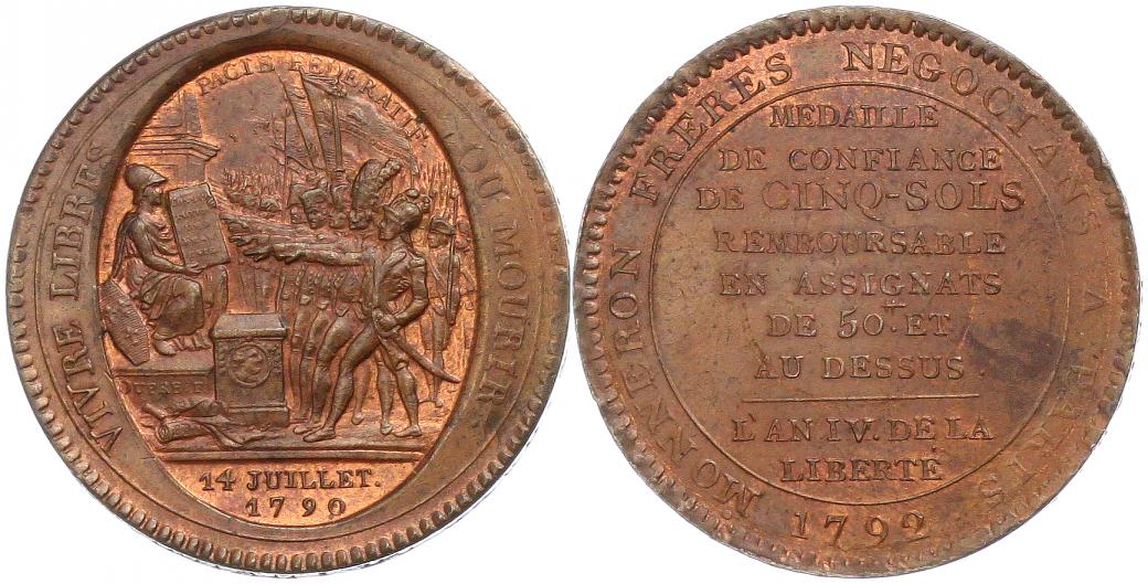 Foto Frankreich Monneron de 5 sols 1792