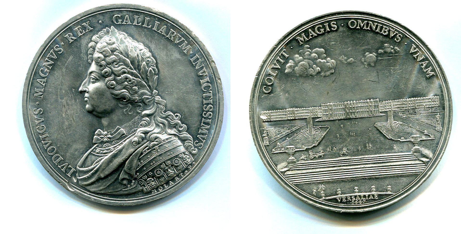 Foto Frankreich Zinn Medaille 1687