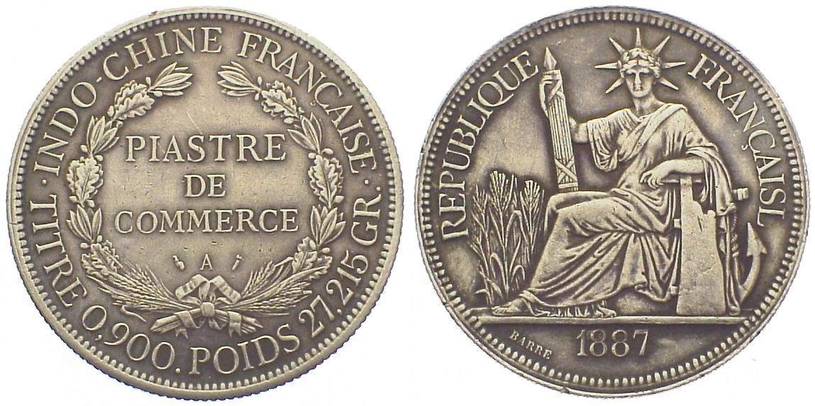 Foto Französisch Indochina Piastre de Commerce 1887 A