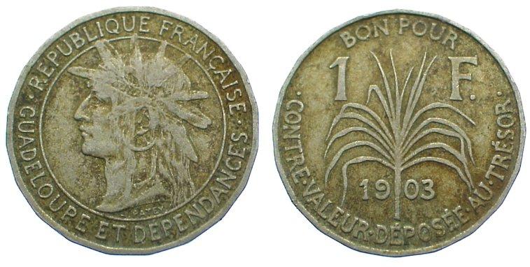 Foto Französische Kolonien-Guadeloupe Franc 1903