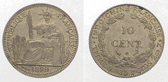 Foto Französische Kolonien-Indochina 10 Centimes 1898 A