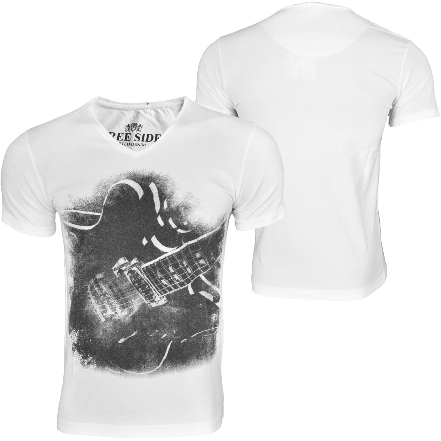 Foto Free Side Guitar T-shirt Blanco