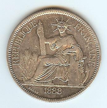 Foto French Indo China Piastre 1888