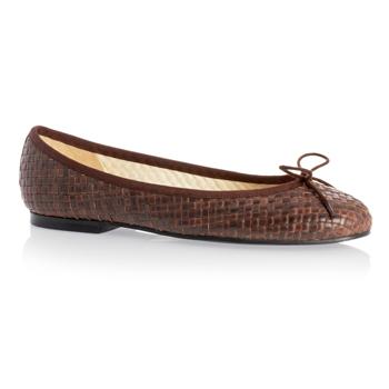Foto French Sole Coffee Brown Leather Ballet Flat.