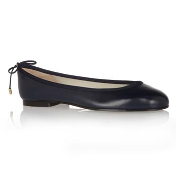 Foto French Sole Navy Leather Ballet Flat.
