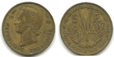 Foto French West Africa - 5 Francs - 1956 - 04063