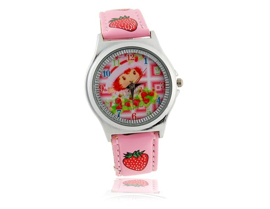 Foto Fresa redonda elegante reloj de pulsera Shortcake para niños (Rosa)