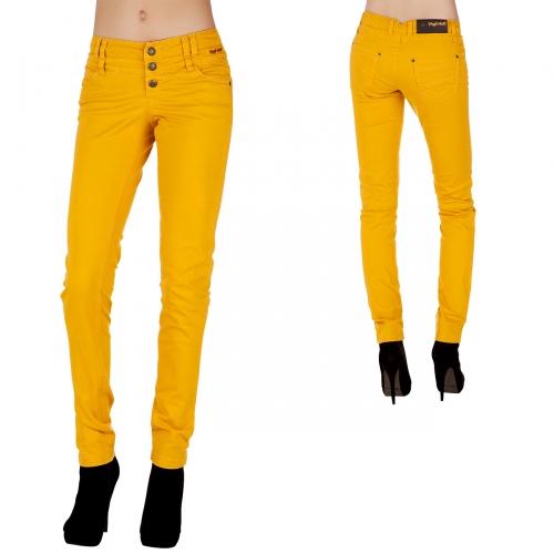 Foto Fresh Made Alto Slim Fit pantalón de telas Curcuma amarillo talla L