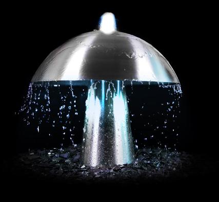 Foto Fuente Catarata de Acero Inoxidable en Forma de Champiñón con Luces LED - 60cm