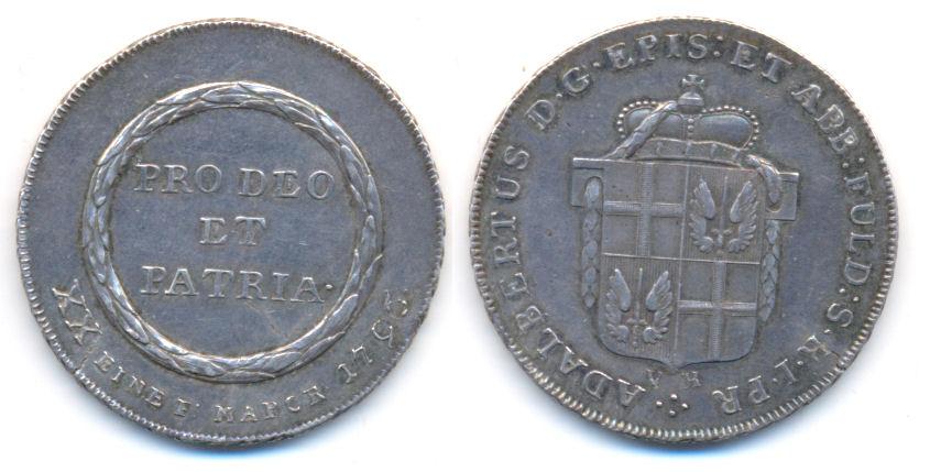 Foto Fulda Abtei: Adalbert Iii v Harstall, 1788-02 1/2 Taler 1796