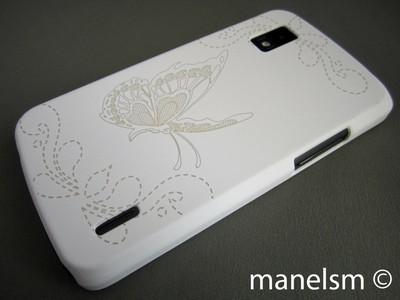 Foto Funda Carcasa Dura Para Nexus 4 De Lg Blanca Mariposa